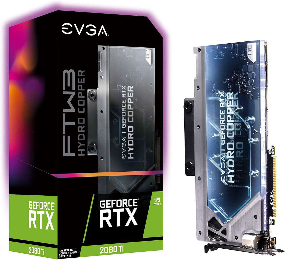EVGA GeForce RTX 2080 Ti FTW3 Ultra Hydro Copper Gaming 11G-P4-2489-KR 11GB GDDR6 RGB LED & iCX2 Technology - 9 Thermal Sensors