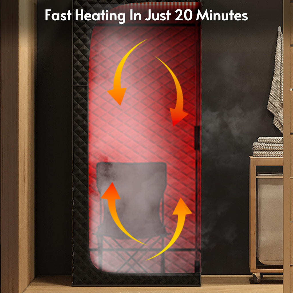 Infrared Sauna at Home 1 Person Mini with 7 Color Full Spectrum, Low EMF 1240W Fast Heating Canadian Hemlock Wood Sauna, Indoor Dry Sauna with Music Speakers for Home, Gym (2.3Lx2.9Wx5.2H Ft)
