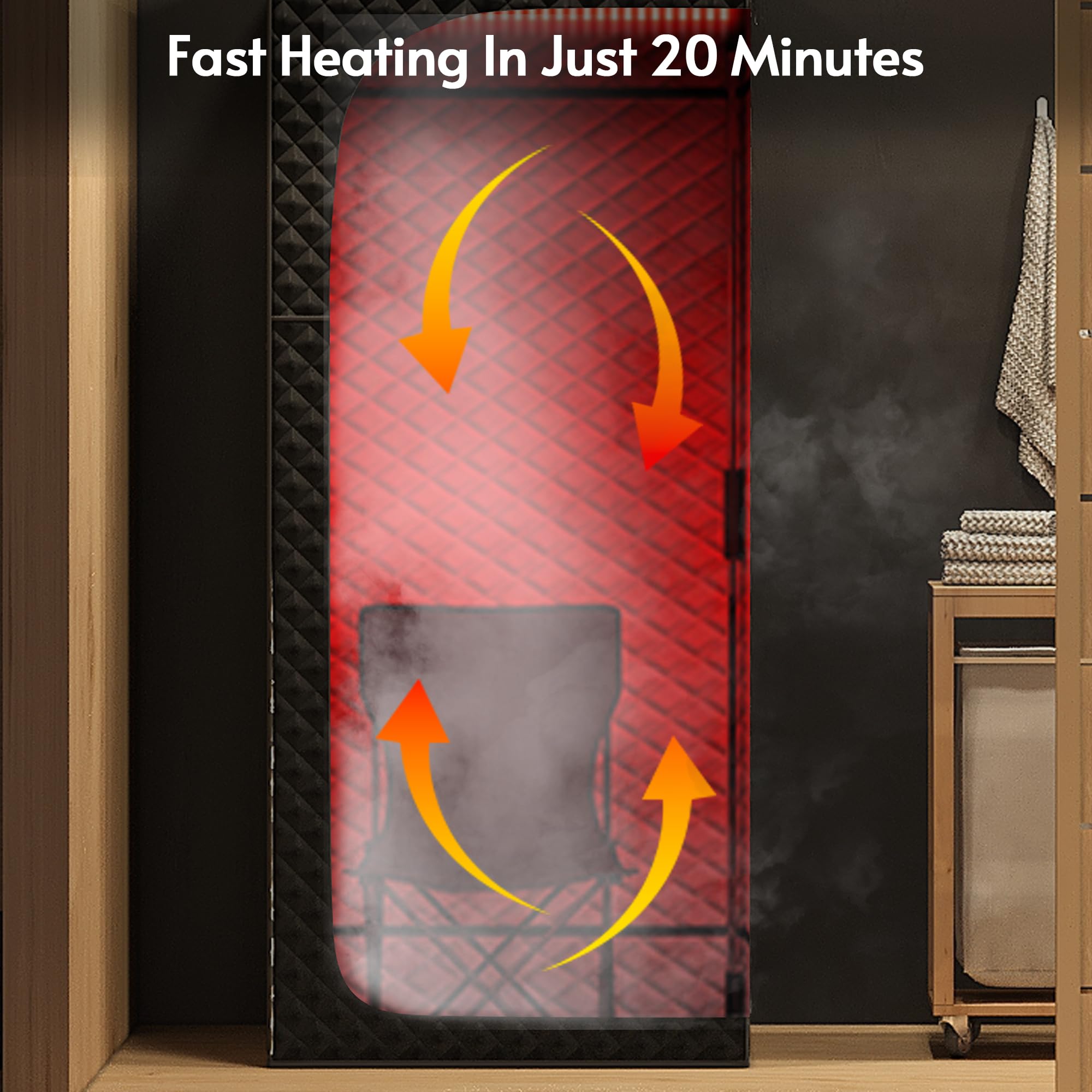1 Person 5.2Ft Mini Infrared Sauna, 7 Color Full Spectrum Wood Dry Sauna. Canadian Hemlock Indoor Saunas with 1240W 20Min Fast Heating & Music Speakers for Home & Gym (28 Lx35 Wx63 H)