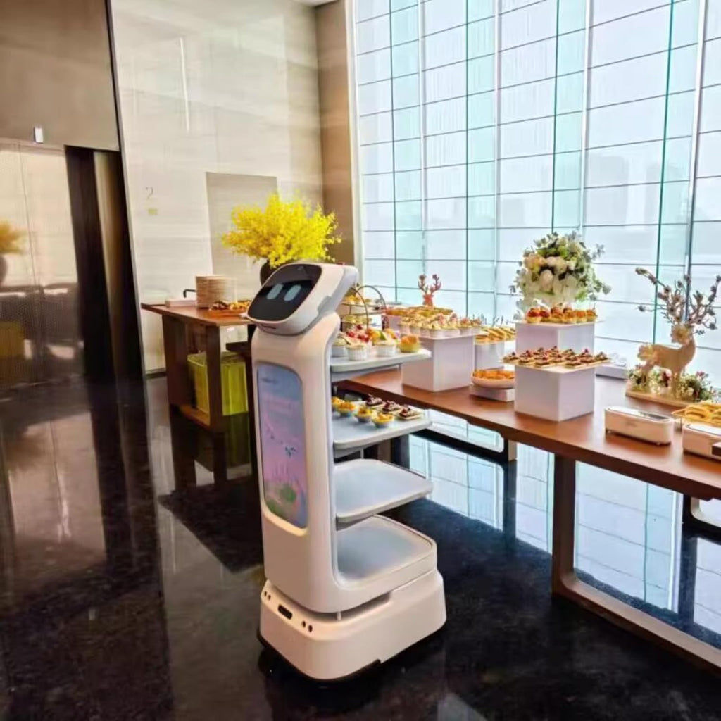 Food Delivery Robot Cart with 3D Obstacle Avoidance, Visual & Laser SLAM Navigation, Multi-Robot Dispatch, Optimal Path Planning, Long Battery Life for Hotel Restaurant