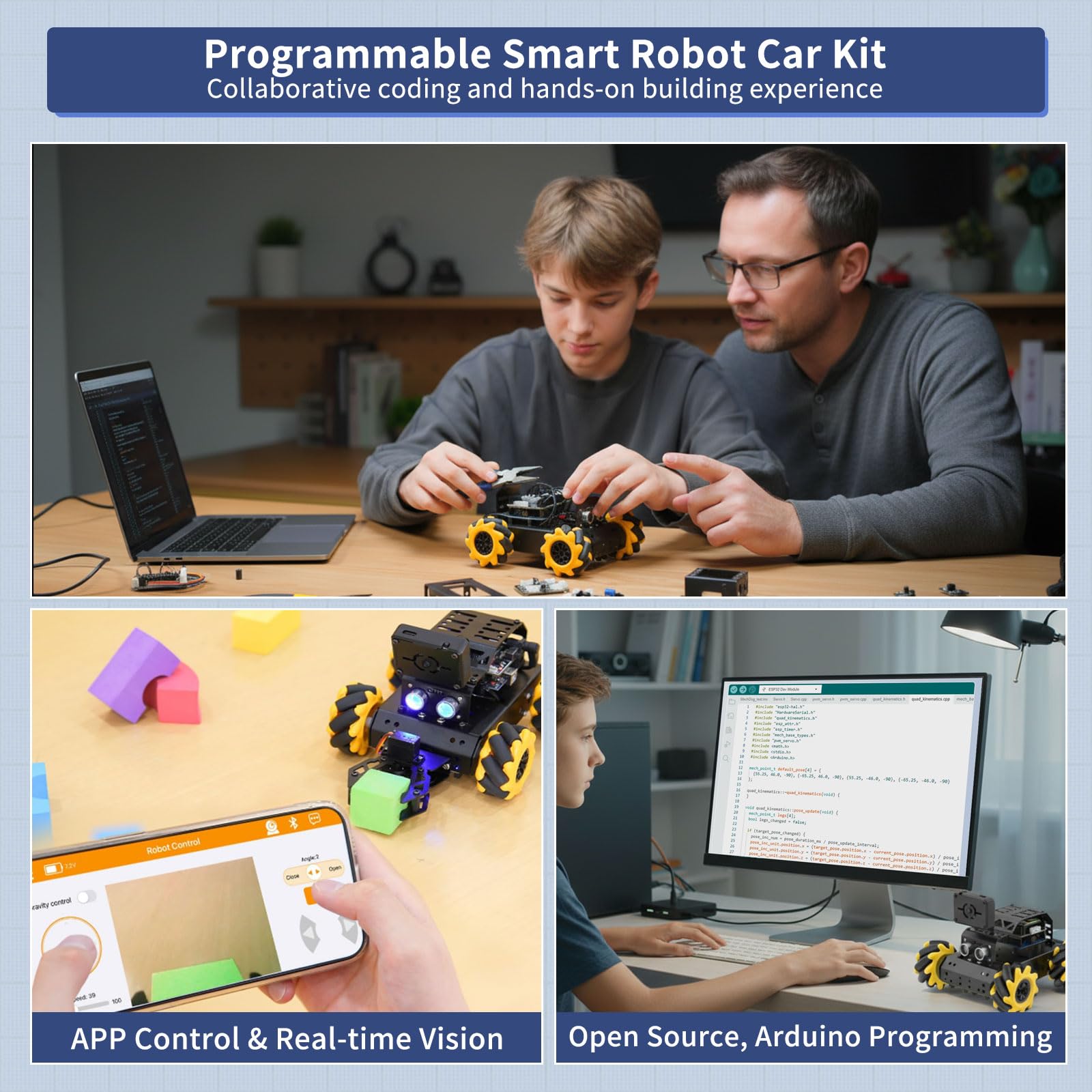LewanSoul Robotic Kit for Arduino Robot Car AI Camera Vision Recognition Target Tracking Obstacle Avoidance, Programmable STEM Robot Gift for Ages 12 14 16+, Camera Robot Kit, miniAuto Standard Kit