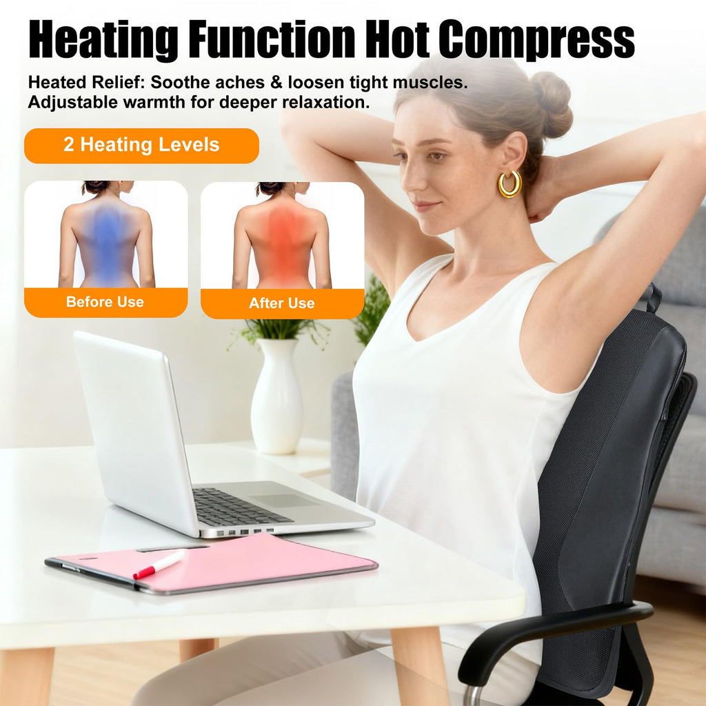 Shiatsu Neck and Shoulder Massager with Heat, Back Massager for Pain Relief Deep Tissue, 3D Kneading Massager for Chair Home Office Car, Gifts for Mom, Dad, Women (Black)