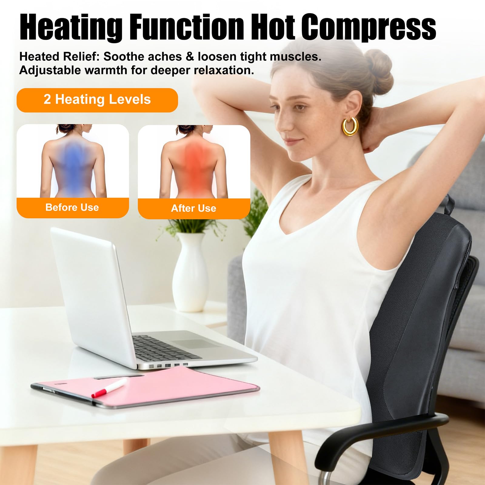 Shiatsu Neck and Shoulder Massager with Heat, Back Massager for Pain Relief Deep Tissue, 3D Kneading Massager for Chair Home Office Car, Gifts for Mom, Dad, Women (Black)