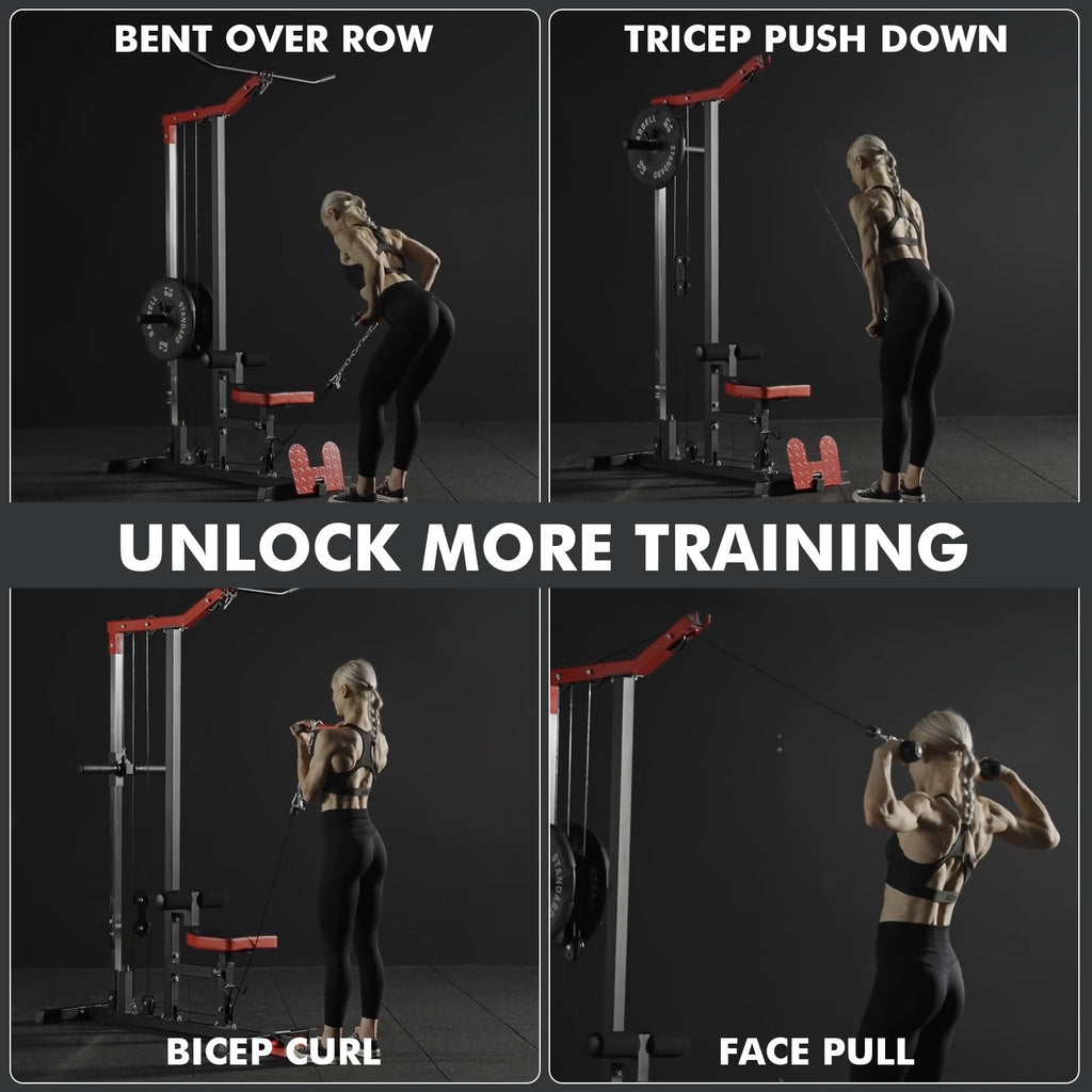Mikolo LAT Pulldown Machine, LAT Row Cable Machine with Leg Hold Down Attachment, LAT Tower with Cable Row Attachment, Cable Machine Home Gym