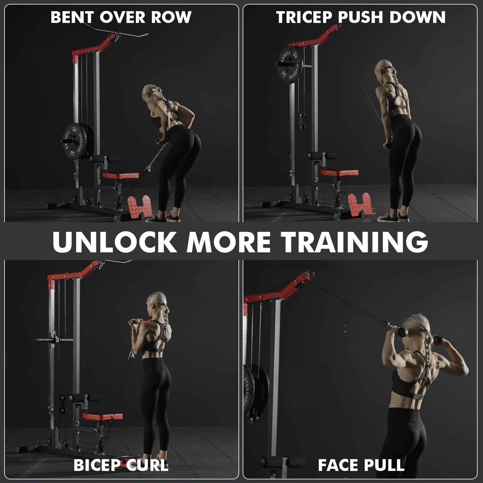 Mikolo LAT Pulldown Machine, LAT Row Cable Machine with Leg Hold Down Attachment, LAT Tower with Cable Row Attachment, Cable Machine Home Gym