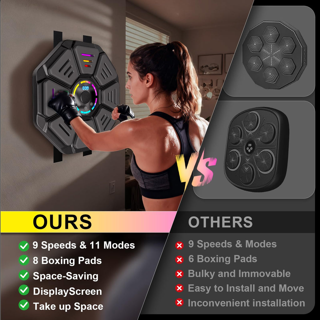 Music Boxing Machine, Smart Music Punching Machine for Adults Kids, Bluetooth Music Sync, Wall-Mounted Workout/Training Equipment with Boxing Gloves, Suitable for Home Gym Office Indoor Exercise