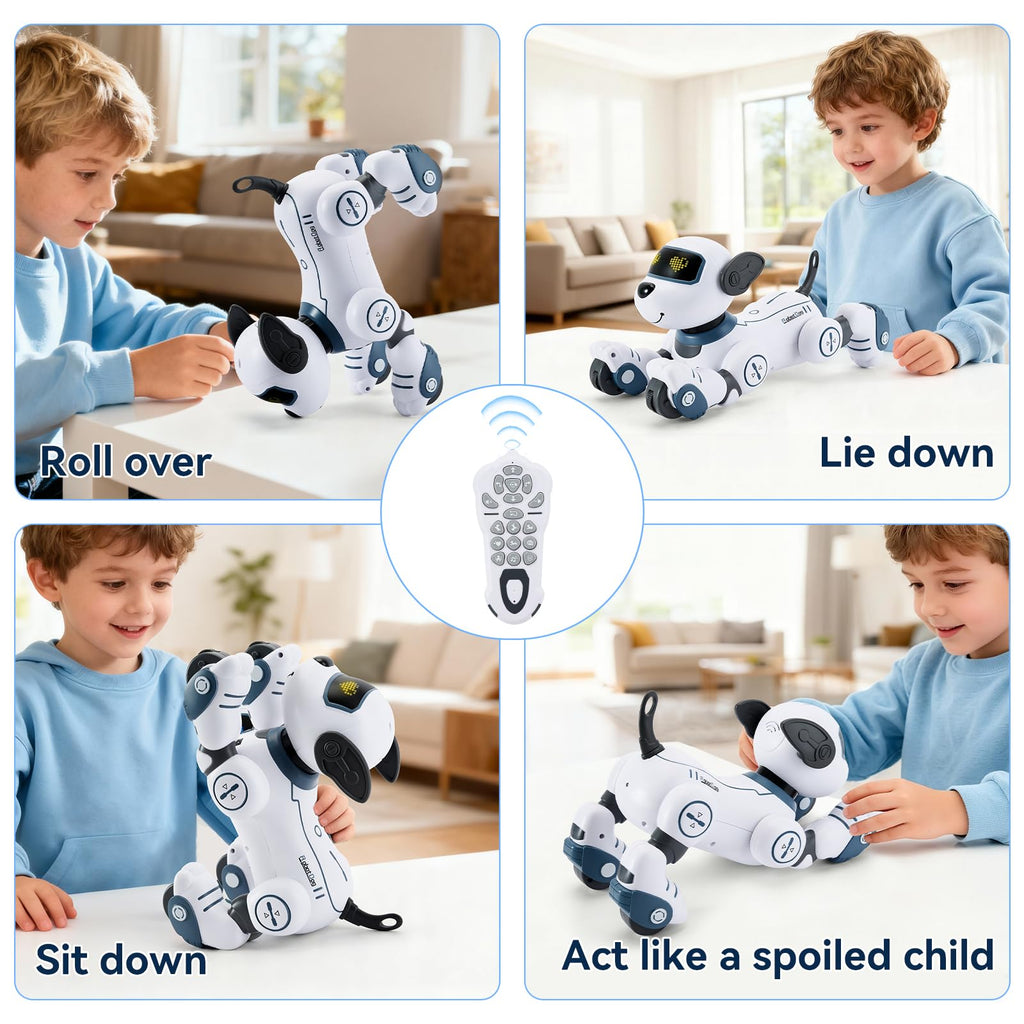 Robot Dog for Kids Robot Dog Remote Control Toy Interactive Robot Pet Robotics Toys Intelligent Robo Dog Programmable Sing & Dance Design Birthday Gifts Kids Age 3 5 4-6 Year, Blue
