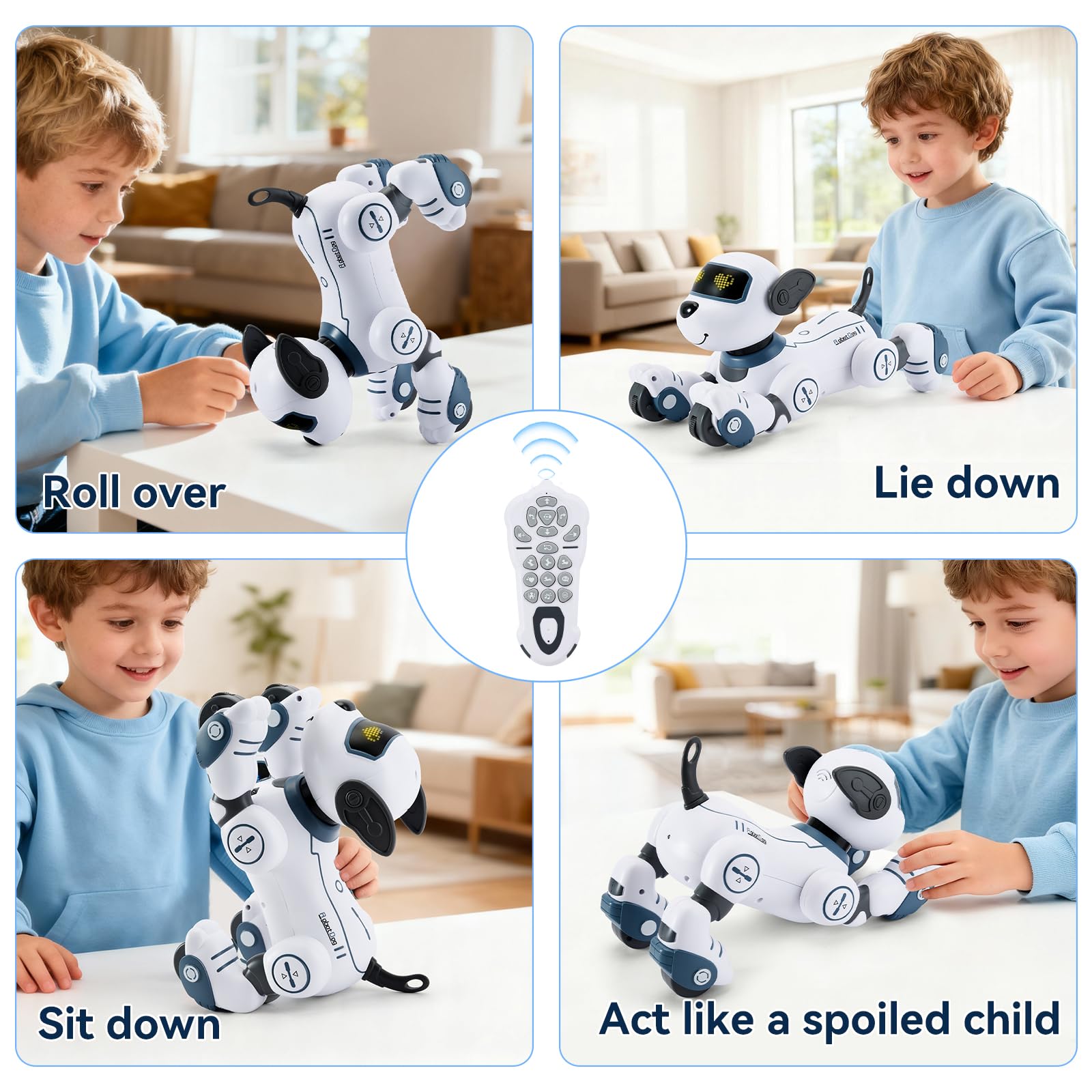 Robot Dog for Kids Robot Dog Remote Control Toy Interactive Robot Pet Robotics Toys Intelligent Robo Dog Programmable Sing & Dance Design Birthday Gifts Kids Age 3 5 4-6 Year, Blue