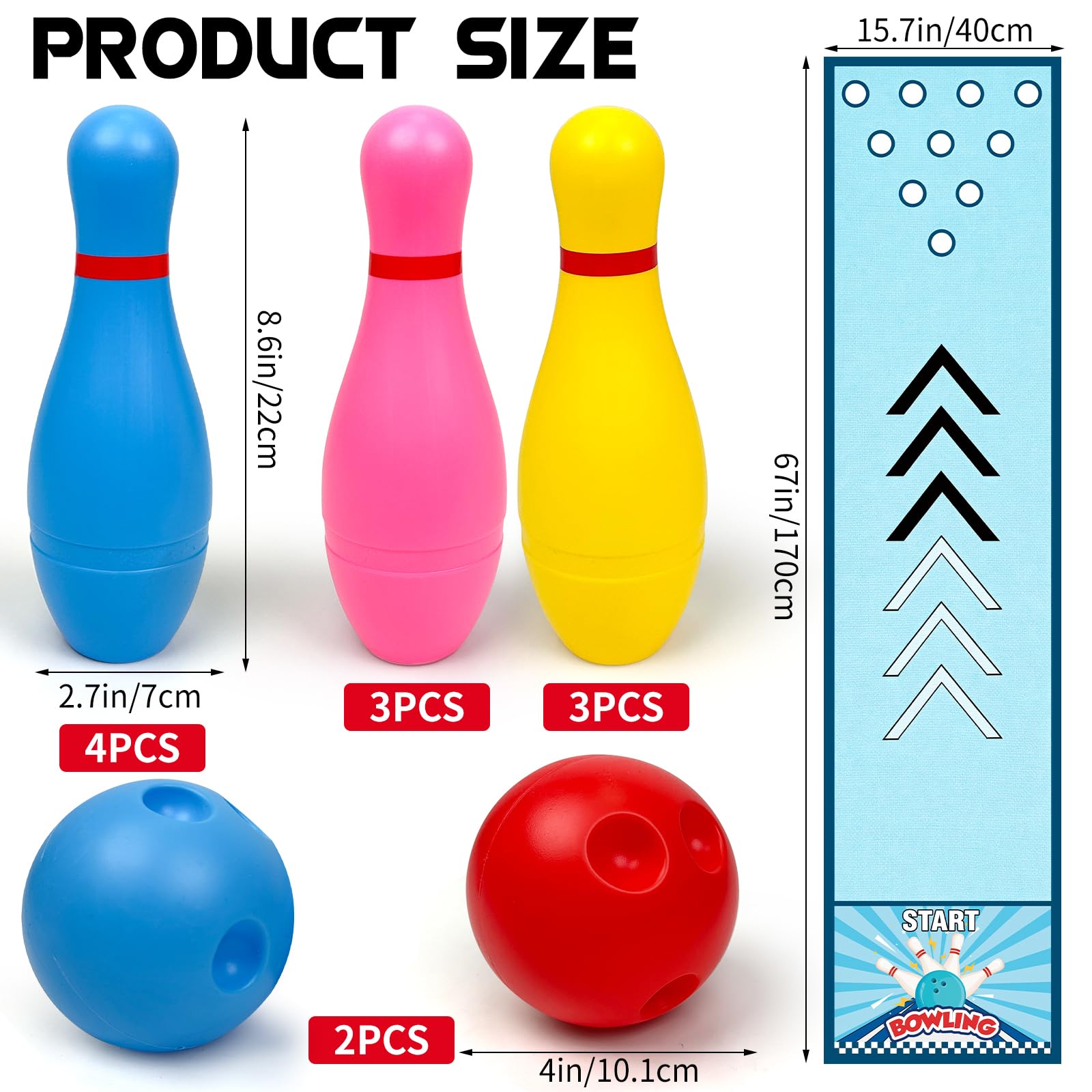 Mini Bowling Set Indoor Outdoor Indoor Bowling Set with Guide Arrow Mat Gold and Silver Medal Backpack Dispensing Suitable for Family Friends Family Party Entertainment