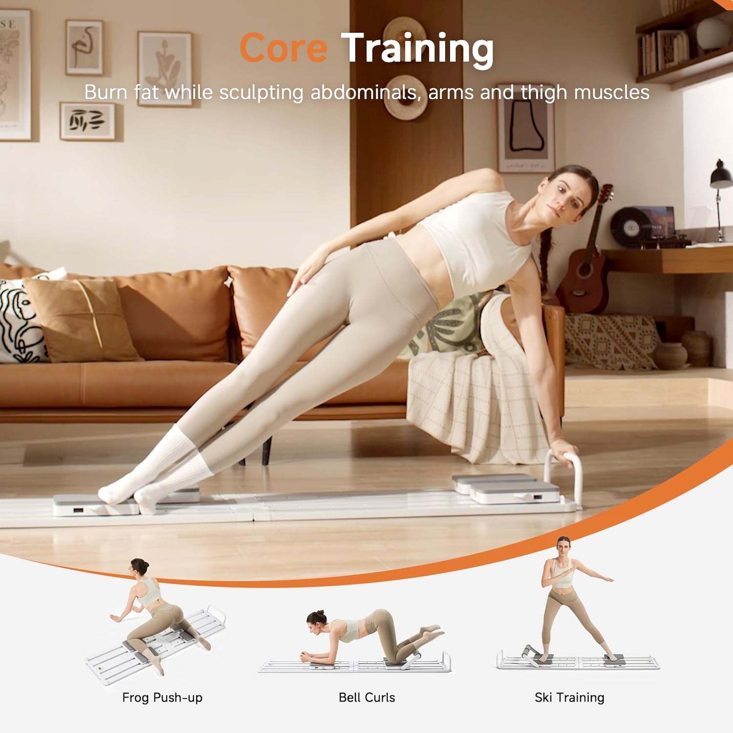 HitGo Pilates Board - Foldable Portable Pilates Reformer Set, 79" All-in-One Pilates Machine Workout Fitness Equipment for Home Gym Workout Women Men, Core & Full-Body Training Kit with Exclusive APP