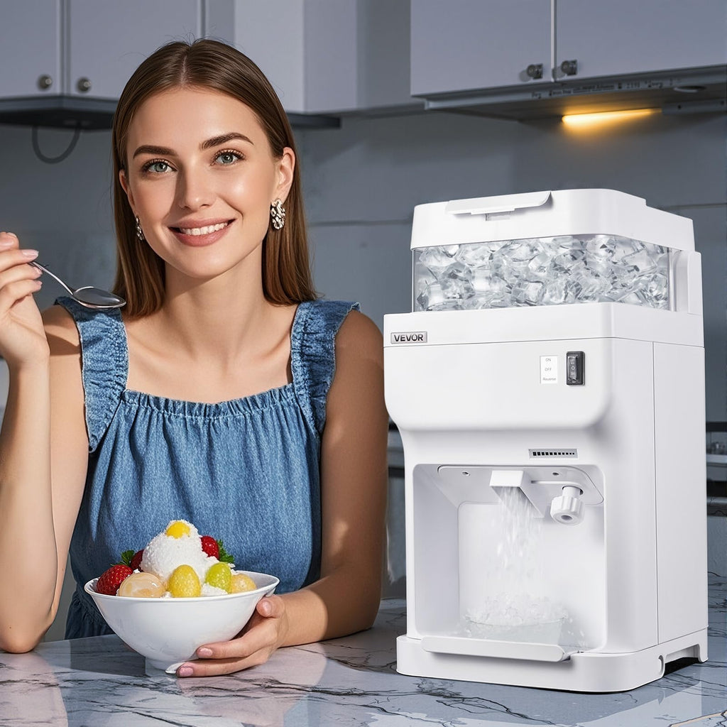 VEVOR Ice Shaver Machine Electric Snow Cone Machine, 265 LBS/H Shaved Ice Machine 250W Ice Crusher Triple Blades Tabletop Shaved Ice Maker with Adjustable Fineness for Home and Commercial Use