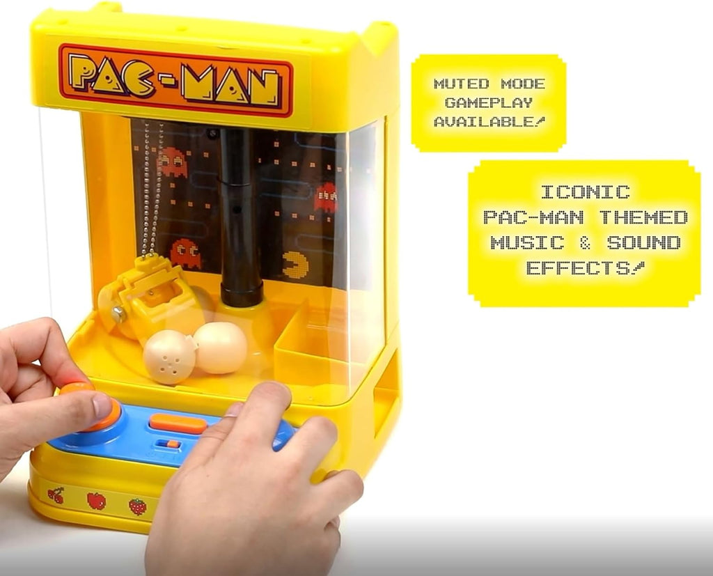 Pac-Man: Arcade Claw Crane - Core Series, Lights-Sounds Tabletop Game, Dual Joystick, Fill Pellets with Prizes, Licensed Collectible Toy, Adult-Kid 4+