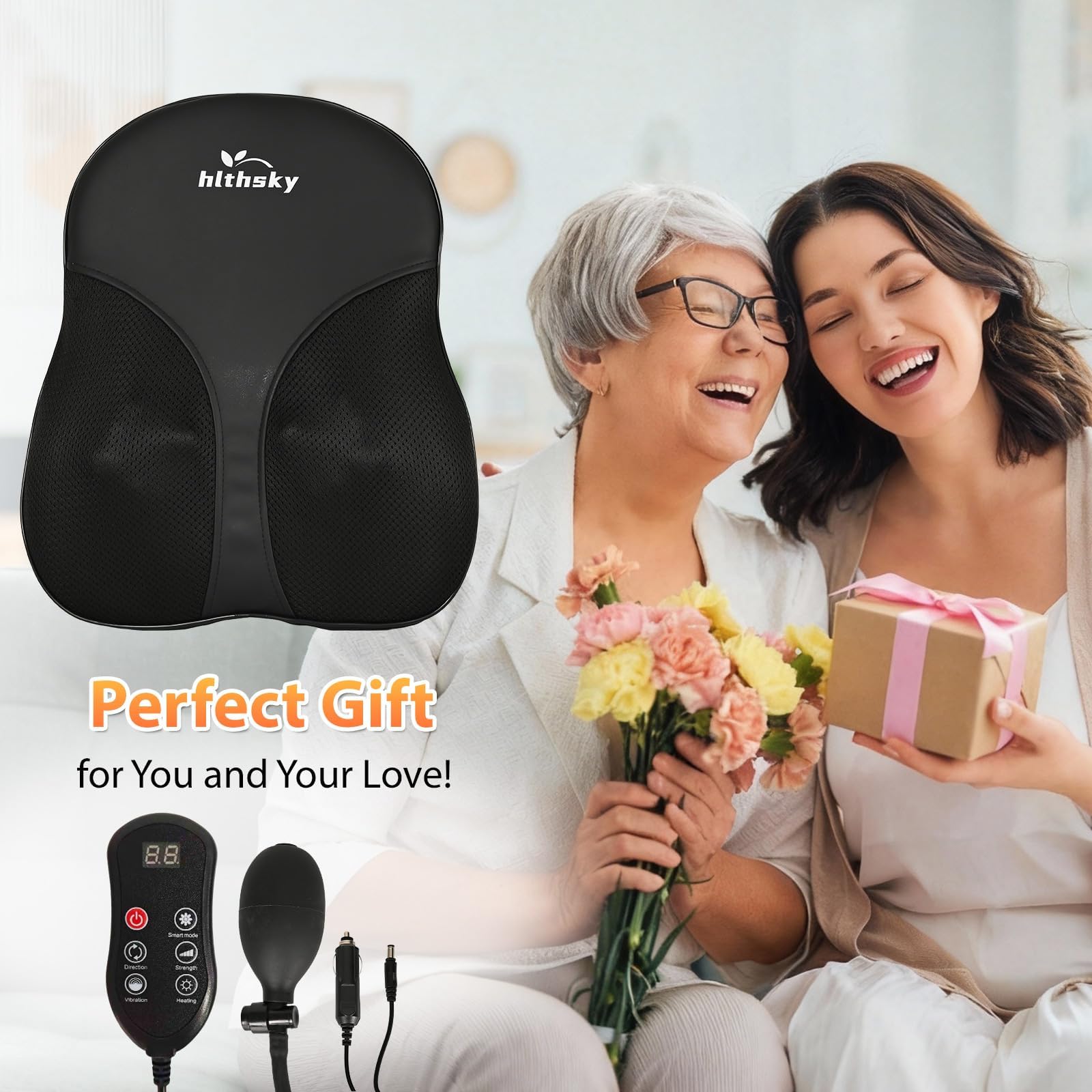 Shiatsu Neck and Shoulder Massager with Heat, Back Massager for Pain Relief Deep Tissue, 3D Kneading Massager for Chair Home Office Car, Gifts for Mom, Dad, Women (Black)