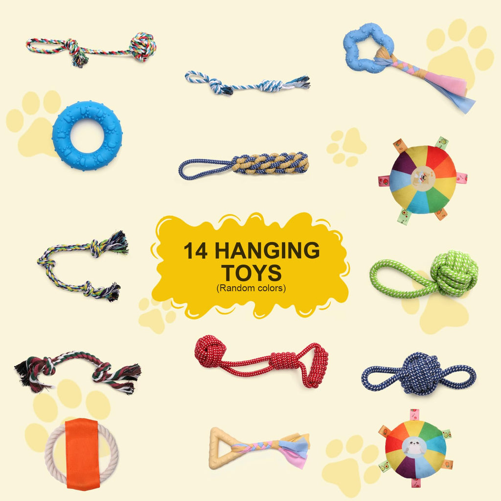 Puppy Jungle Gym with 8 Hanging Toys, Interactive Puppy Play Gym for Small Dogs, Indoor Teething Relief & Sensory Training Activity Center for Puppies 0-6 Months, No Tools Assembly