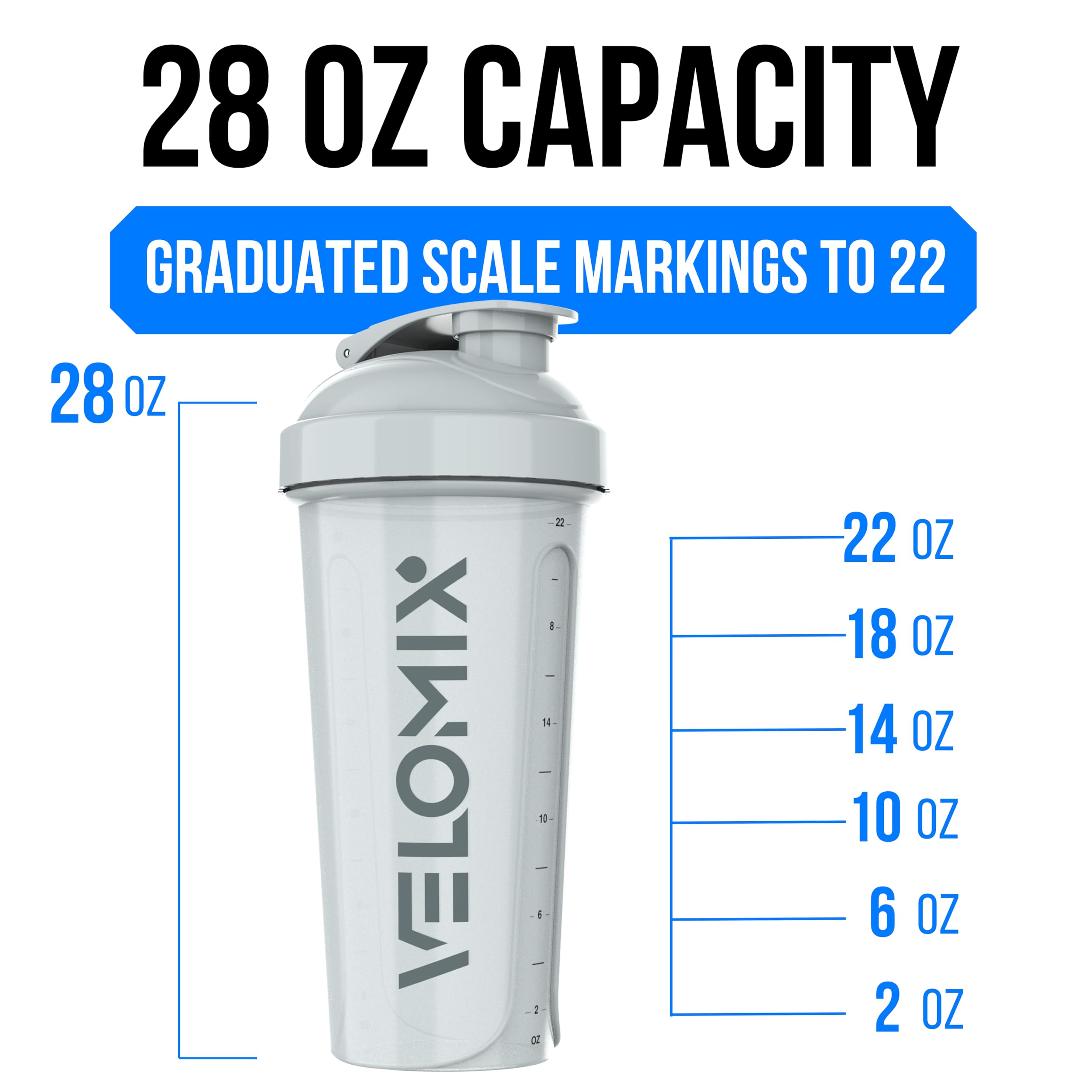 VELOMIX -4 PACK- 28 oz Protein Shaker Bottle for Protein Mixes - 4x Wire Whisk | Leak Proof Shaker Cups for Protein Shakes | Protein Shaker Bottle Pack | Protein Shake Cup (NeoCool Pack)