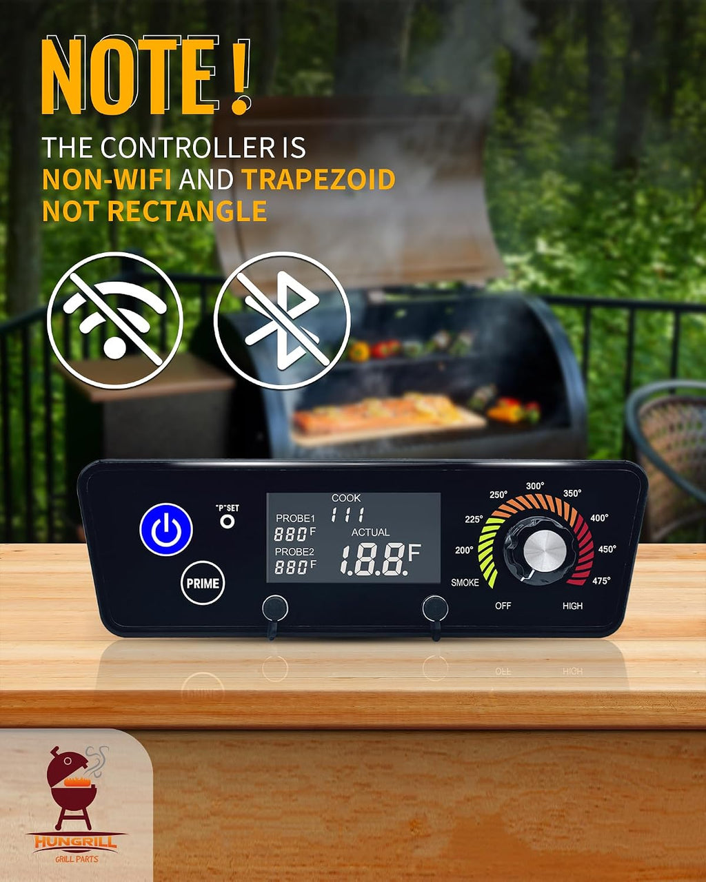 Trapezoid Upgraded Control Panel (AC03P7) Replacement for Pit Boss Copper Series Wood Pellet Grill Tailgater, Lexington, Classic, Matte Black, Austin XL (Excludes Onyx Edition), Come with 1 Hot Rod