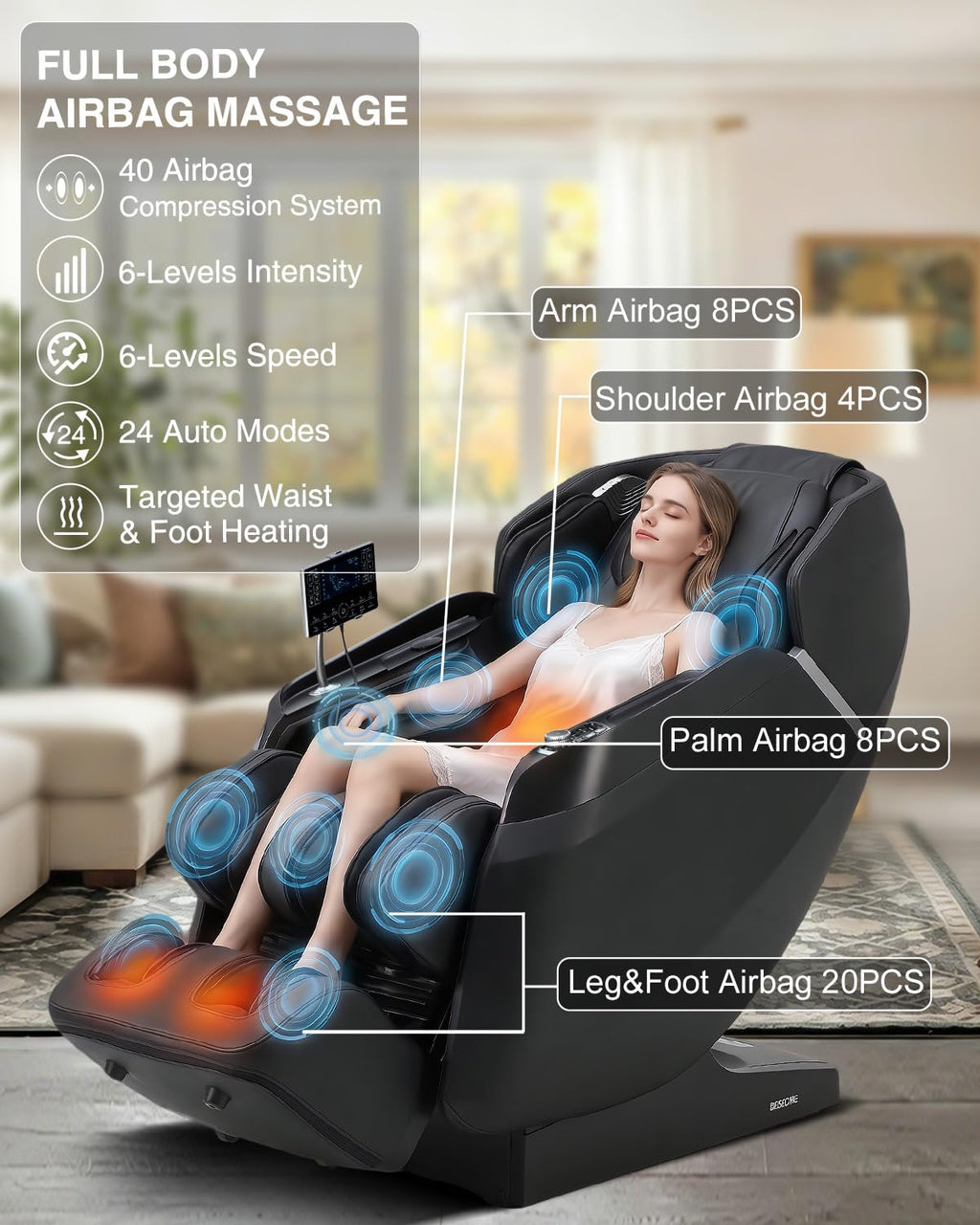 2026 4D Massage Chair Full Body, 24 Modes Zero Gravity SL-Track Shiatsu Recliner- AI APP Control Airbag Massage with Body Scan,Deep Yoga Stretch,Heating Waist and Foot (Black)