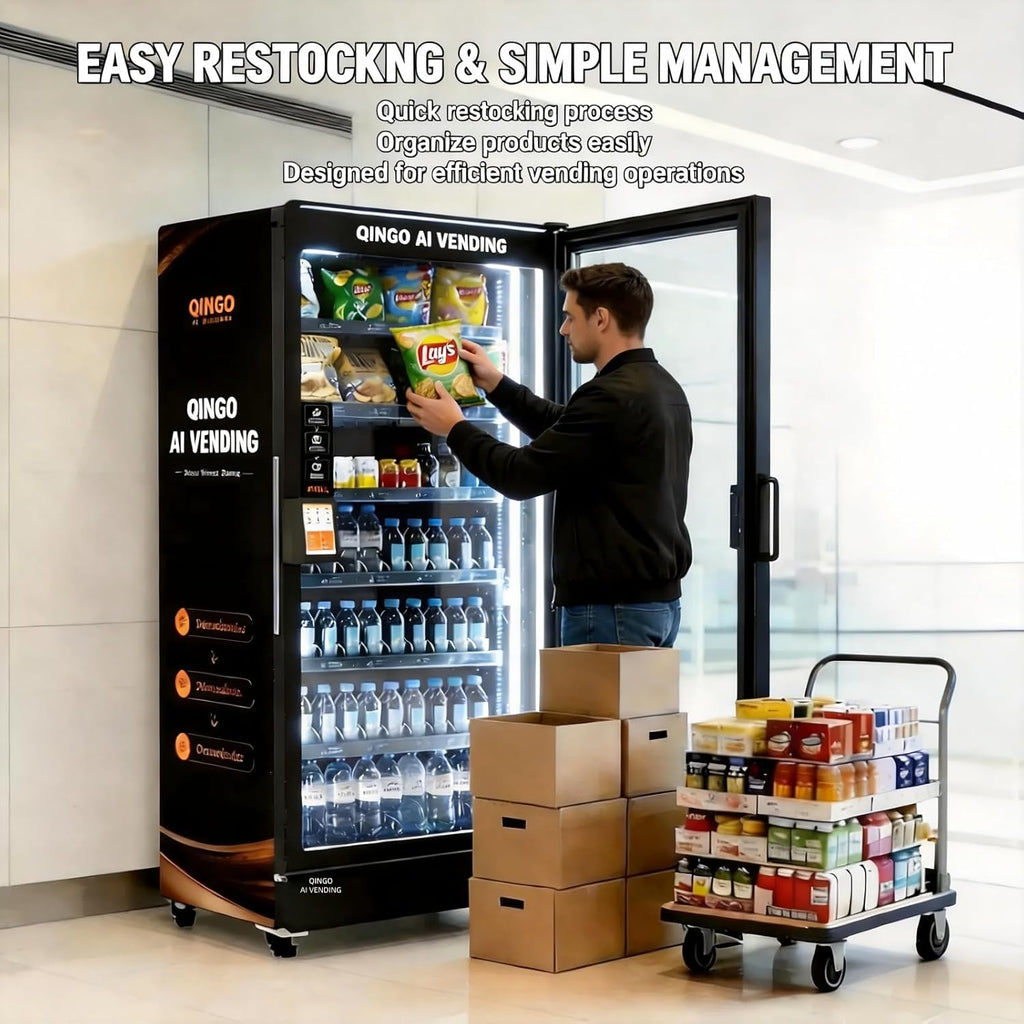 Smart Vending Machine for Sale, Commercial Cashless Snack & Drink Combo, 20.5 Cu.Ft with Credit Card Reader, AI Touchscreen & Remote Control, Ideal for Office Gym Apartment Hotel (US Warehouse)