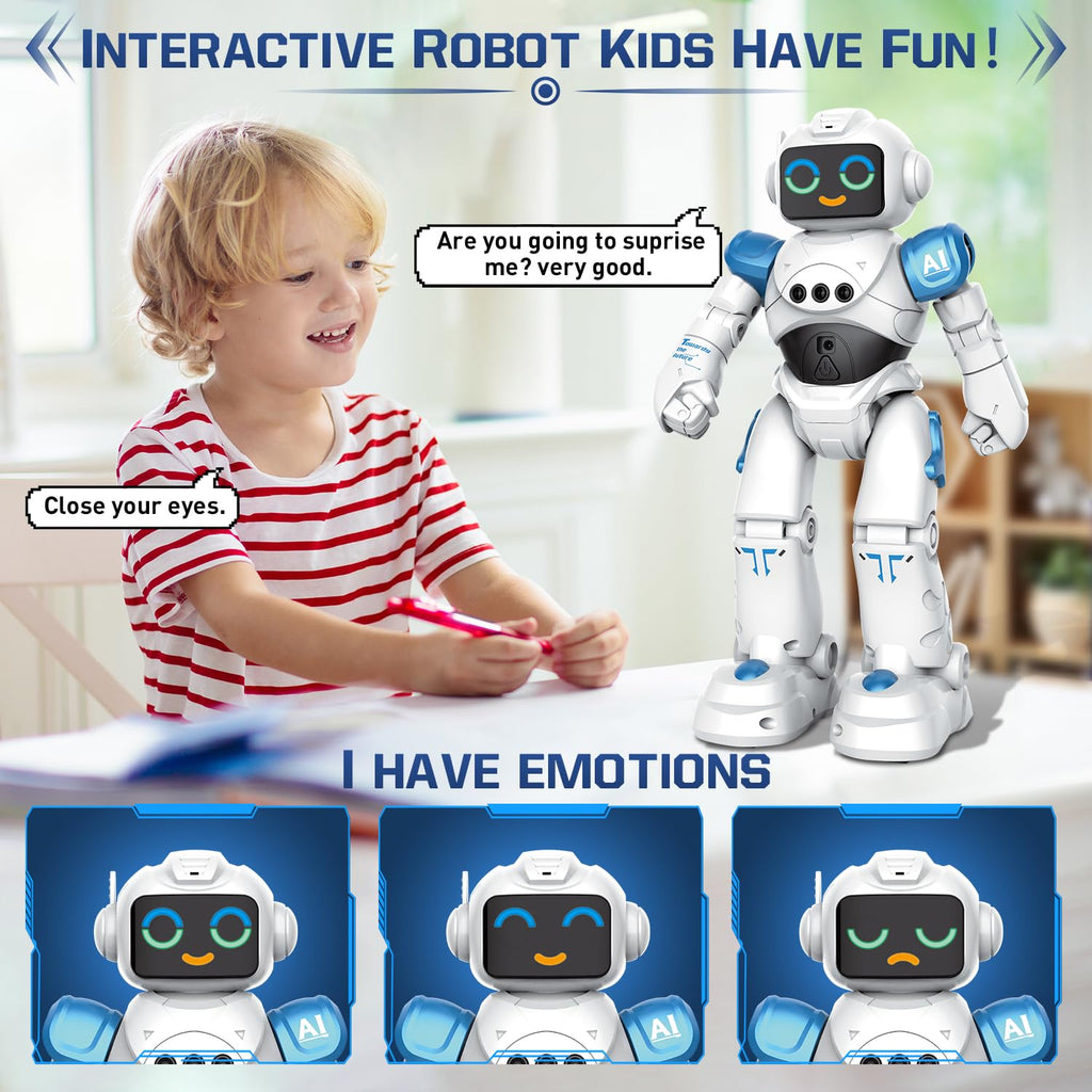 VATOS Robot Toys for Kids - Smart Talking Voice Remote Control Robot, Gesture Sensing Programmable Emo Robots Toy for Age 3 4 5 6 7 8 Year Old Boys Girls Birthday Gift Present