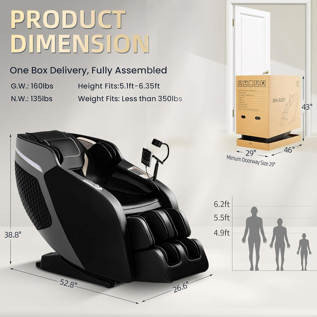4D Massage Chair Full Body, 55" SL-Track Shiatsu Massage Zero Gravity Recliner Chair W/ Waist & Calves Heat, 18 Modes, 35 Airbags, Body Scan, Calfrest Extension, Foot Rollers, AI & APP Gift for Family