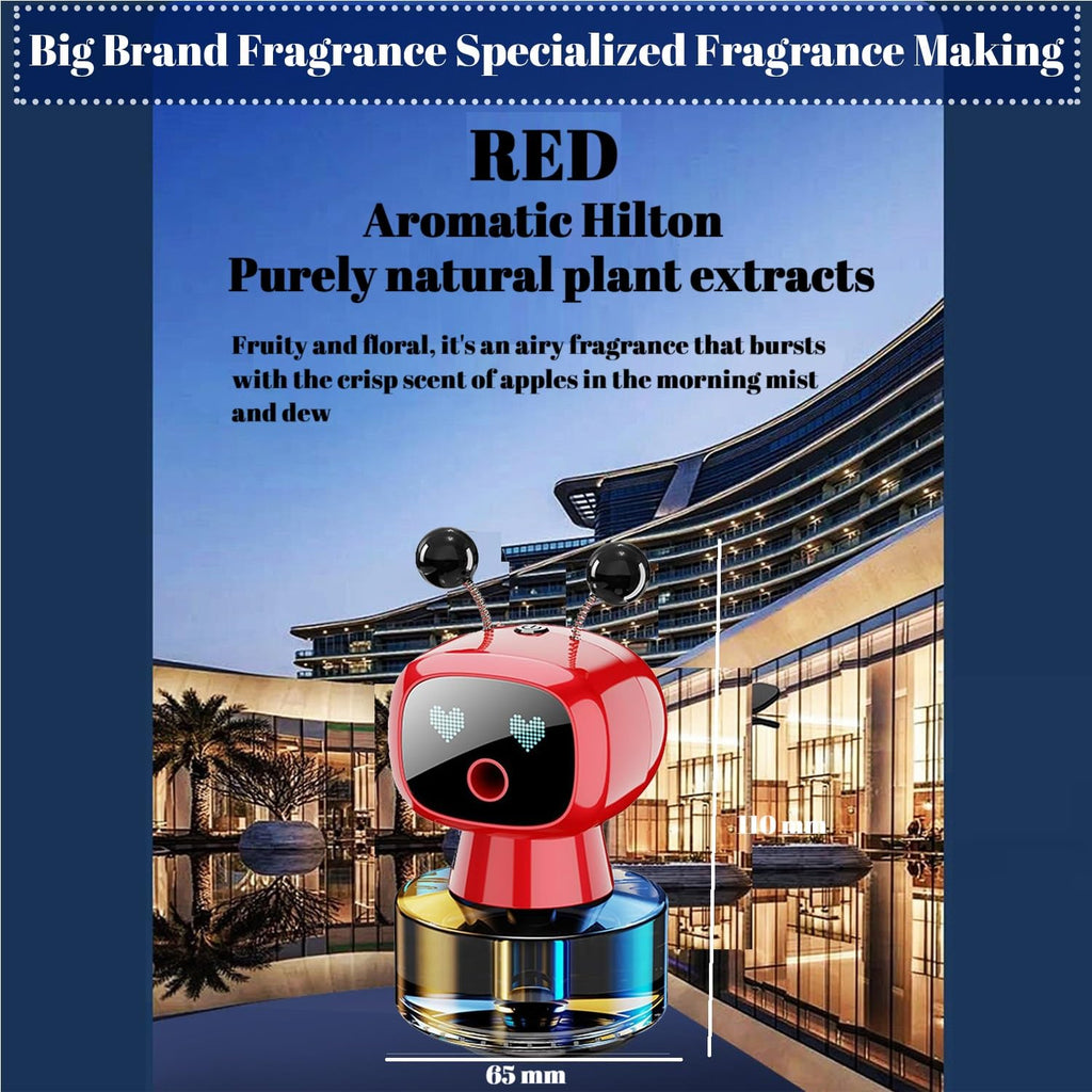Robot Intelligent Aromatherapy Machine, Smart Cute Robot Car Air Freshener - Fine Spray/Fillable/Four-Gear Adjustment/Vibration Sensing/On-Off/Large Capacity Long-Lasting Fragrance/Black-V2(Cologne)
