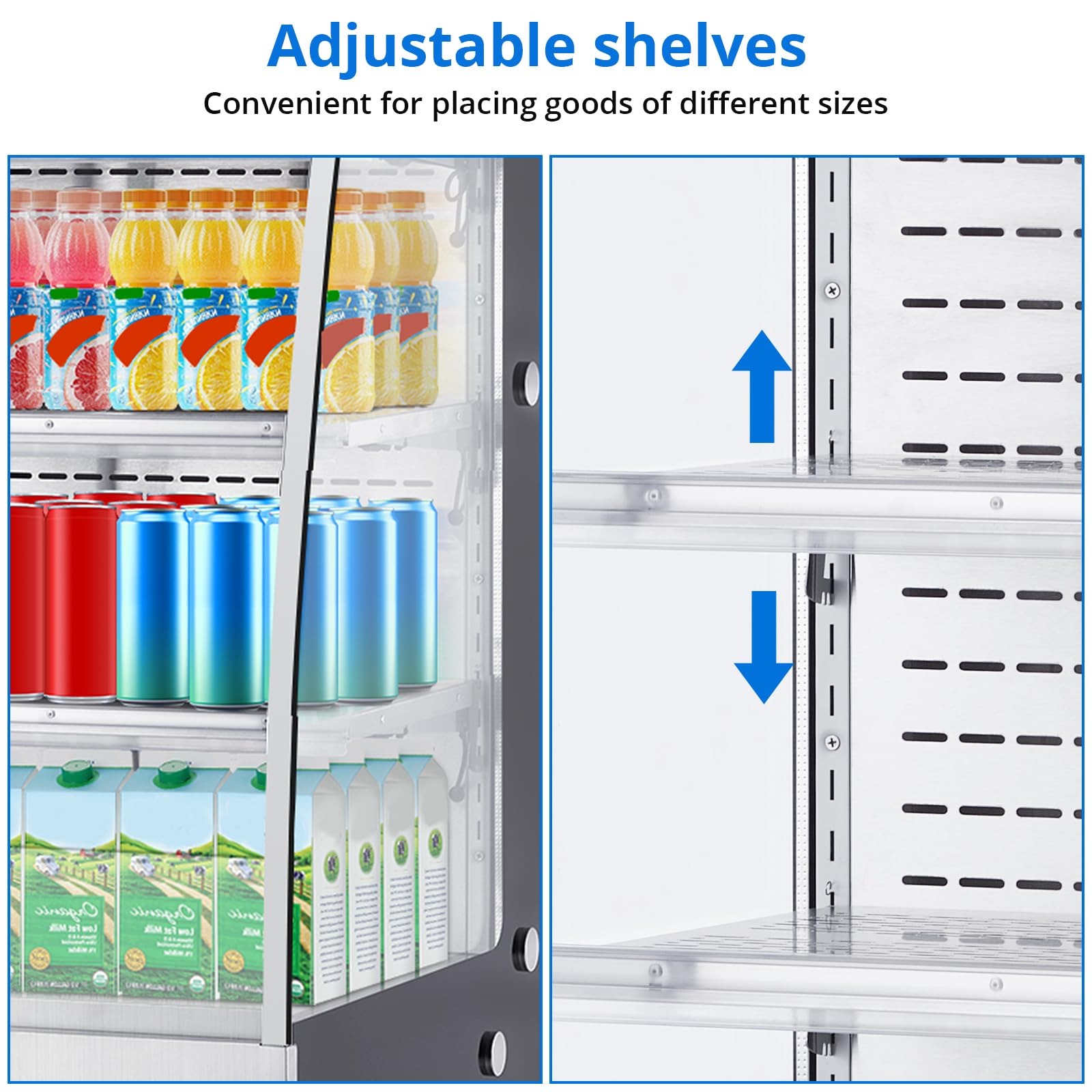 IDEALHOUSE Commercial Refrigerator, Commercial Merchandiser 26.8 Cu Ft Refrigerator, Refrigerator with 2 Glass Door and LED Light, Large Business Cooler for Home Restaurant Grocery Stores