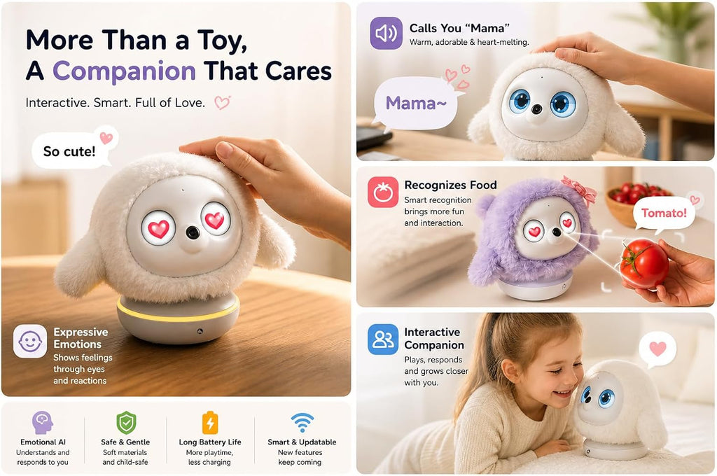 KAMOMO Companion Interactive Robot Pet, Emotional Support for Kids and Adults, AI Desk Robots, Anxiety Relief Comfort Gift