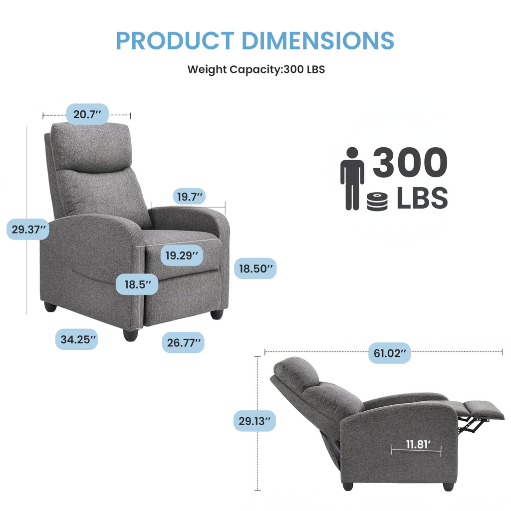 Simple Deluxe Massage Recliner Chair - Adjustable PU Leather Recliner, Luxe Reading Chair & Sofa Chair for Living Room Chairs or Bedroom Chair, Small Recliner for Home Theater, Black
