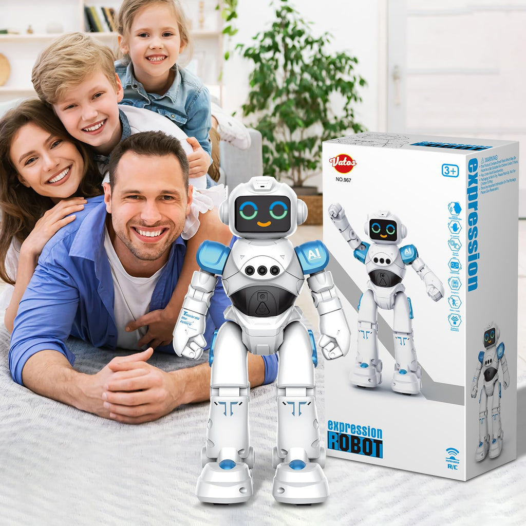 VATOS Robot Toys for Kids - Smart Talking Voice Remote Control Robot, Gesture Sensing Programmable Emo Robots Toy for Age 3 4 5 6 7 8 Year Old Boys Girls Birthday Gift Present