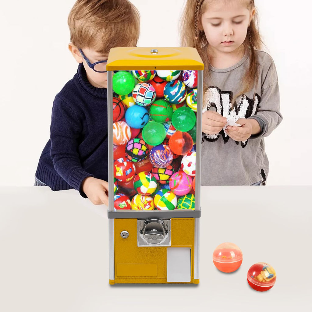 Commercial Candy Vending Machine, 4-Quarter Operated Toy Dispenser with Key Lock, 250-Capacity Capsule Vendor for Arcades Stores, 1.77-1.97in Toys (Black)