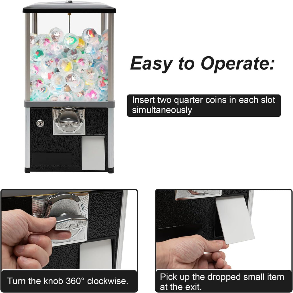 Gachapon Machine, 21 Inch Height PS Bouncy Balls Dispenser, Commercial Candy Bubble Gum Vending Machine with Clear Design Hold 180 Capsule Toys for Game Stores,Retail Stores,Gumball Bank, Home