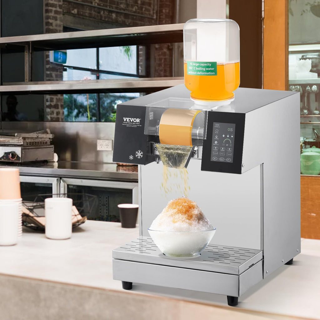 VEVOR Commercial Snowflake Ice Machine, 397LBS/24H Snowflake Ice Maker, Stainless Steel Ice Shaver Machine, Electric Snow Cone Maker, Liquid Cooling System for Rapid Heat Dissipation, Ice Cream