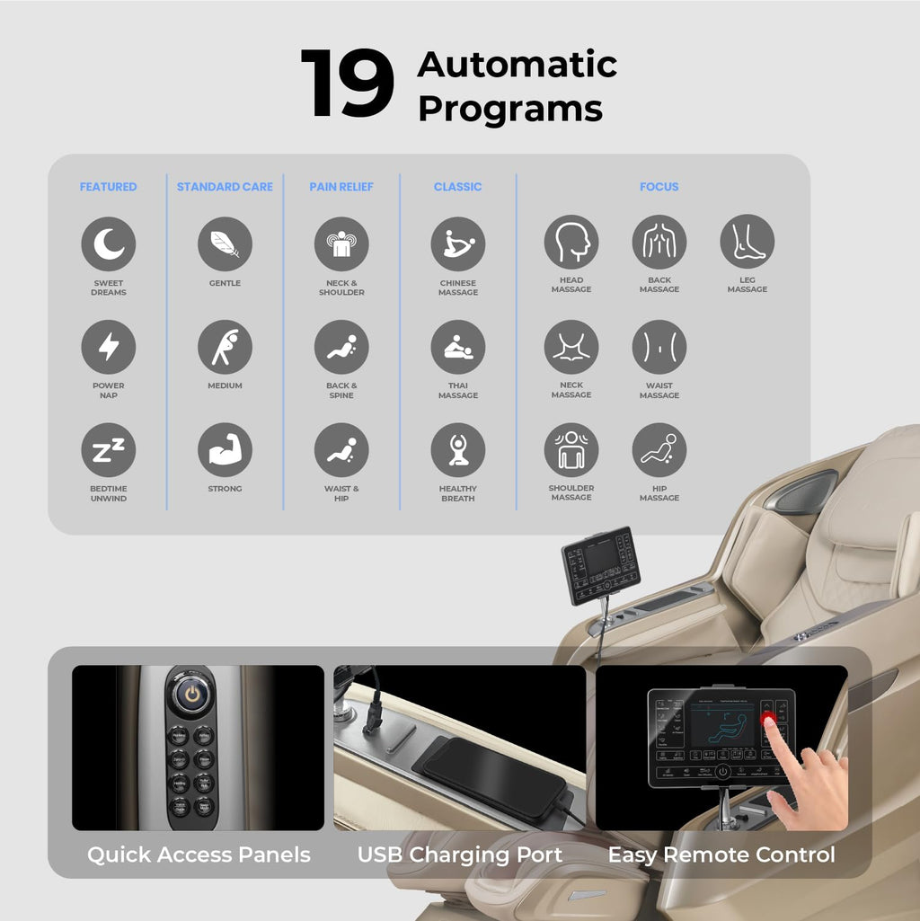 Osaki 4D Achilles l 360 Rotating Footrest l Full Body Massage Chair l Zero Gravity l 360 Kenading Calfrest l Lumbar Heating l Touchscreen Controller l Auto Body Scan l Bluetooth Speaker (Black)