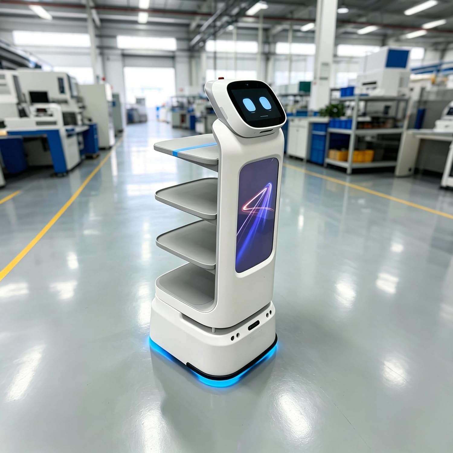 Commercial Food Delivery Robot for Restaurant Service, Autonomous Robot Waiter with Smart Navigation, Multi Tray Catering Assistant for Hotel Cafe Buffet Hospitality Indoor Dining Transport