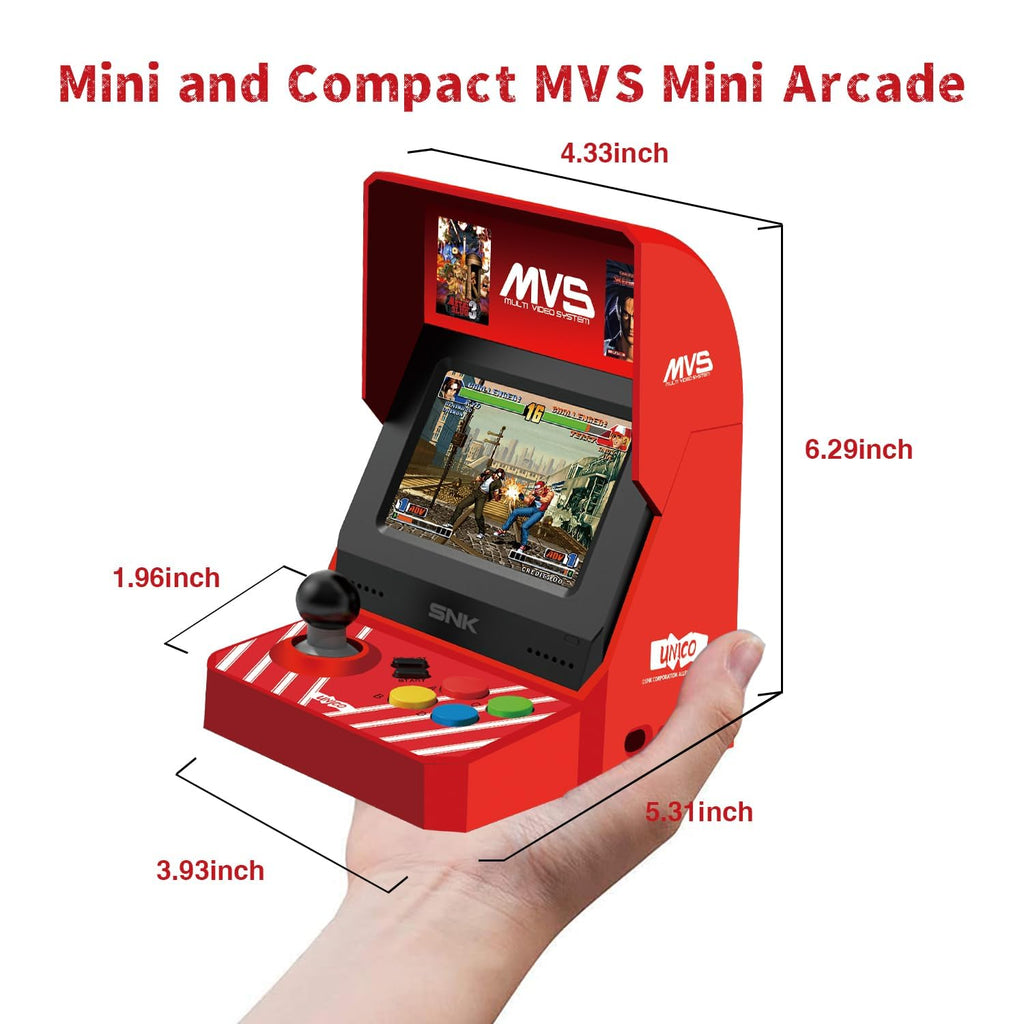 UNICO MVS Mini Home Arcade Machine, 45 Pre-Loaded Classic Games:10 KOF / 5 Metal SLUG / 7 Fatal Fury / 6 Samurai SHODOWN and More, 3.5inch Screen, HDMI and Gamepads Port