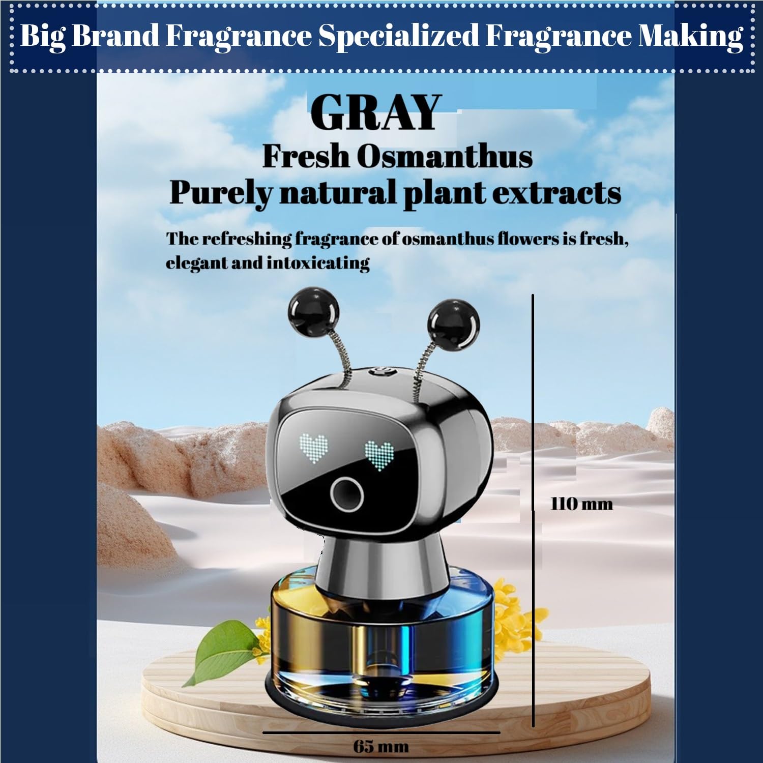 Robot Intelligent Aromatherapy Machine, Smart Cute Robot Car Air Freshener - Fine Spray/Fillable/Four-Gear Adjustment/Vibration Sensing/On-Off/Large Capacity Long-Lasting Fragrance/Black-V2(Cologne)