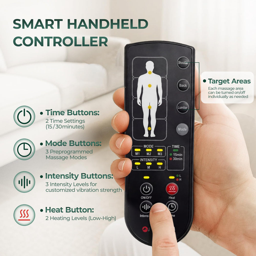 Full Body Massage Mat with Heat, Detachable Massager Pad Deep Tissue Pain Relief,10 Vibrating Motors for Relaxation at Home or Office
