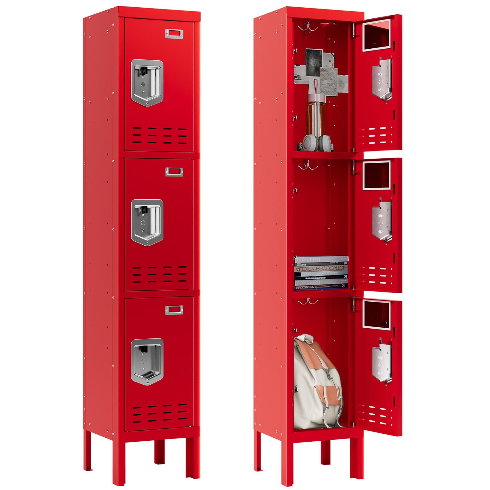 BUTISOW Metal Lockers - 66" Height Steel Lockers for Employees with 5 Door Storage Locker with Card Slot for Employees Gym School Home Office Garage - Assembly Required
