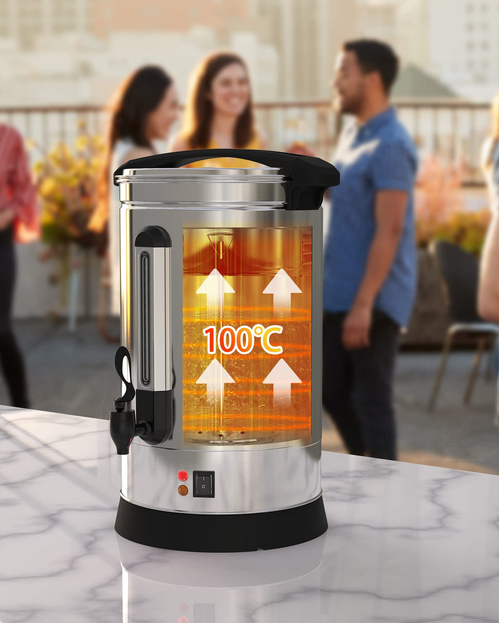 100 Cup Commercial Coffee Maker, [Quick Brewing] [Food Grade Stainless Steel] Large Coffee Urn Perfect For Church, Meeting rooms, Lounges, and Other Large Gatherings-14 L