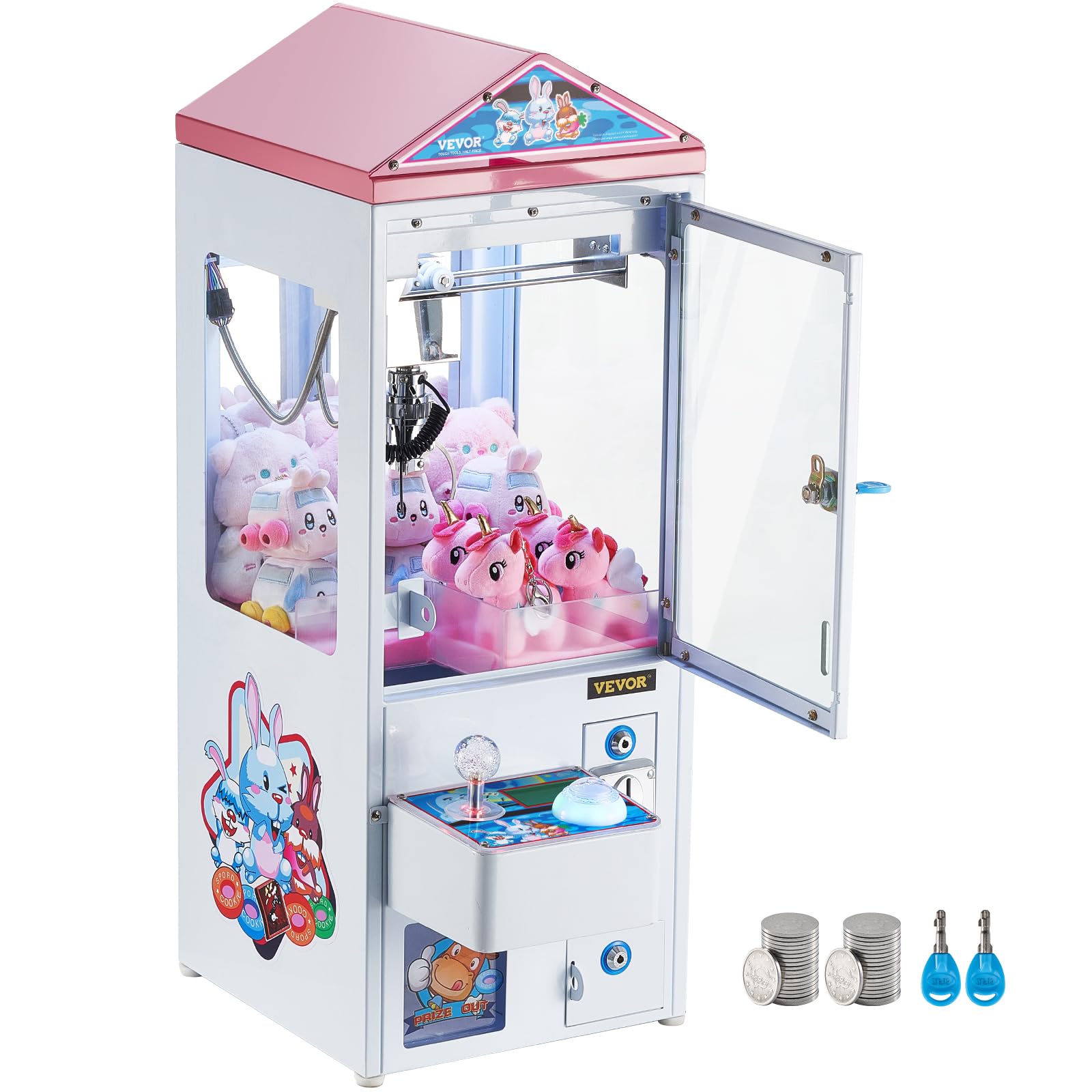 VEVOR Claw Crane Machine, Medium-Sized Arcade Game Machine with Claw + Grabber Double-Layer, Light & Sound, Toy Candy Grabber Prize Dispenser Vending Toy, for Commercial Home Cinema, Black Purple