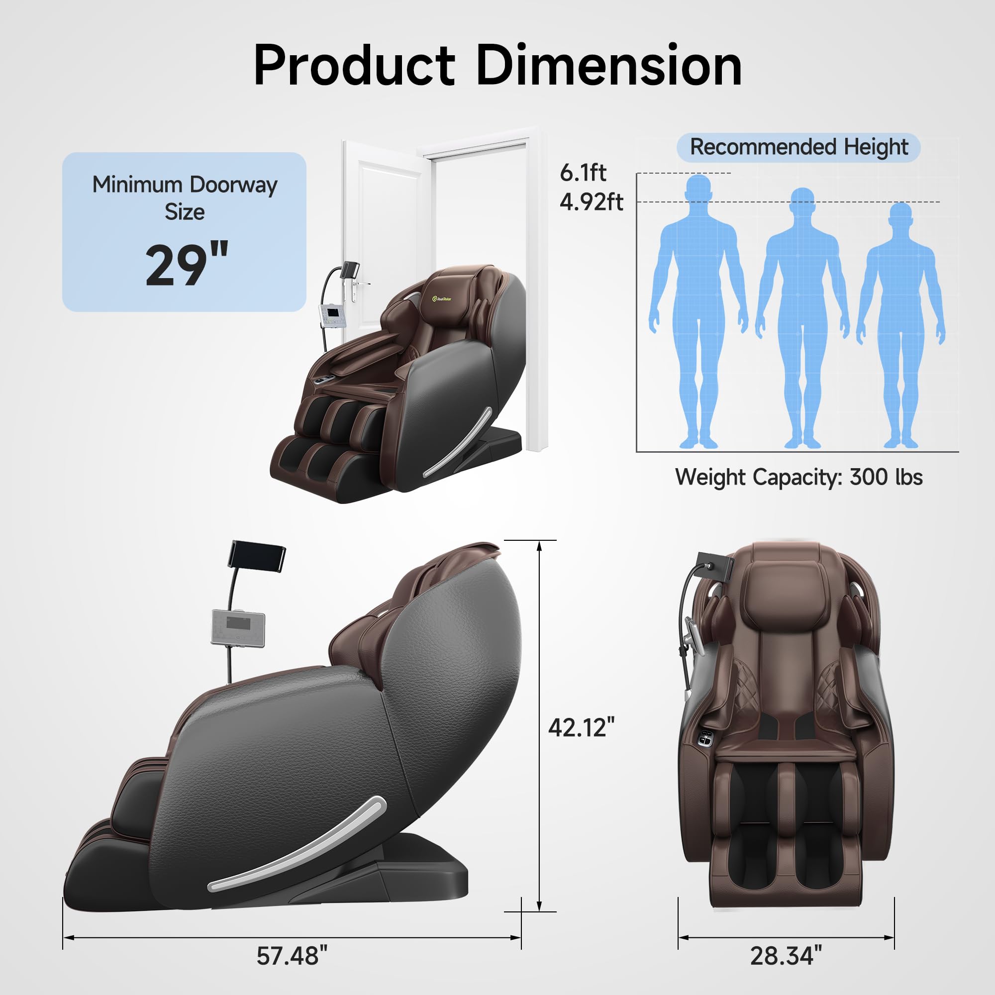 Real Relax Massage Chair Full Body with Unique Phone Controller,Heart and Blood Measurement, Zero Gravity 3D SL-Track Recliner with APP Control, Child Lock,Pause Button, Back Pad, Favor-06, Blue