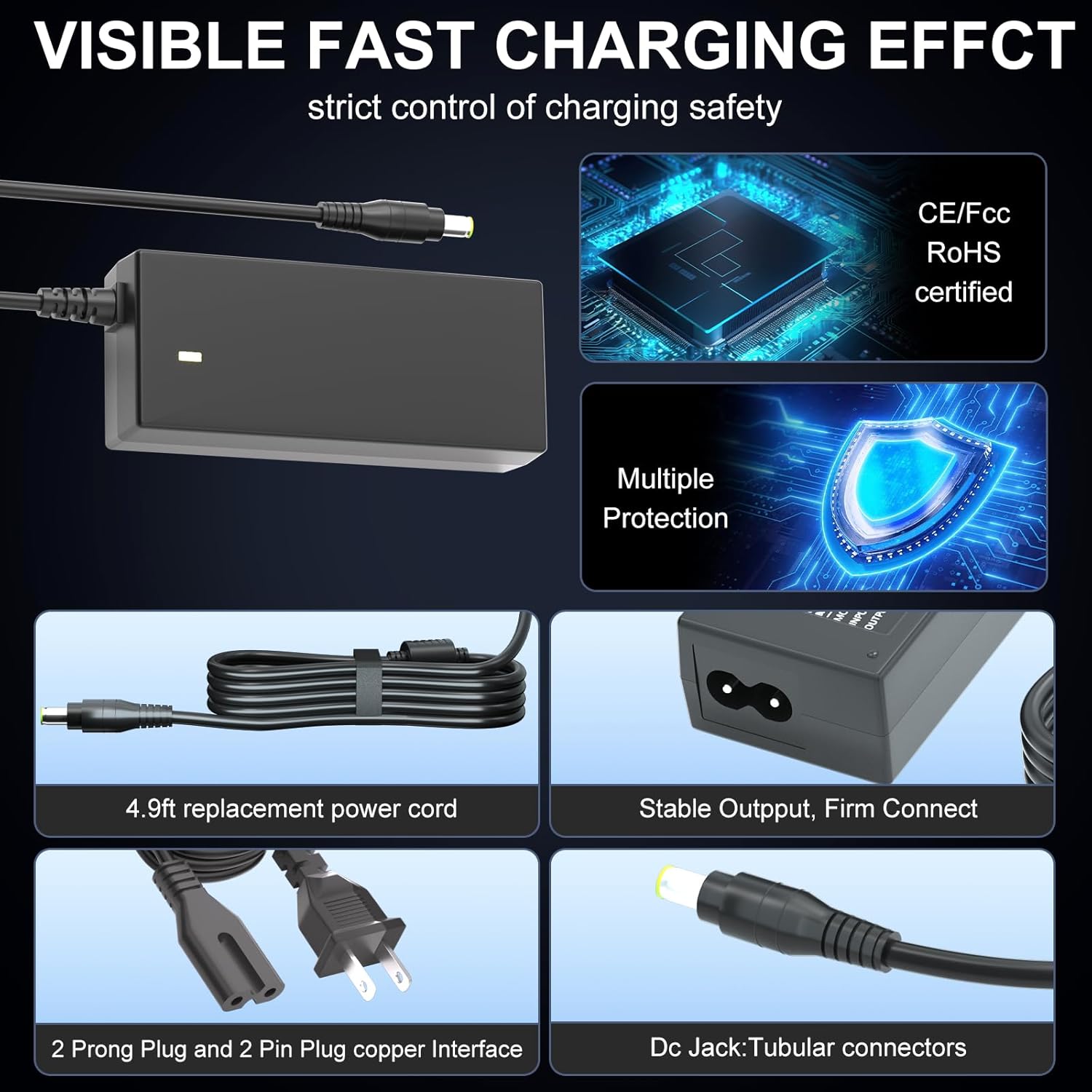 12V Power Cord for Arcade1up Machines - Instant Revival Replacement Charger for 3/4 Scale Cabinets & Cocktail Tables