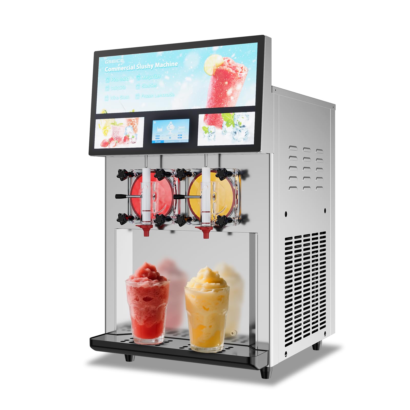Slushie Machine Commercial 18 Minute First Batch 3.2 Gals Capacity Margarita Machine 4-6.6 Gallons Per Hour High Output 1550W Slushy Machine for Bars Restaurants Pool Party Food Truck Catering Events