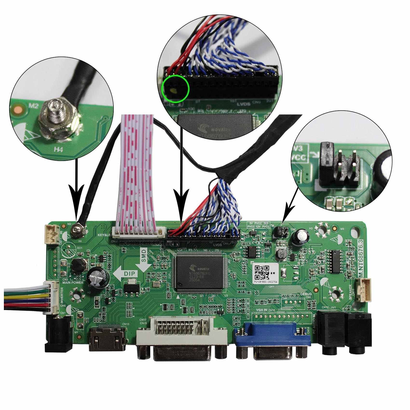 VSDISPLAY DVI VGA Audio LCD Controller Board Fit for 17 inch 4:3 1280X960 DV170YGZ-N10 DV170YGM-N10