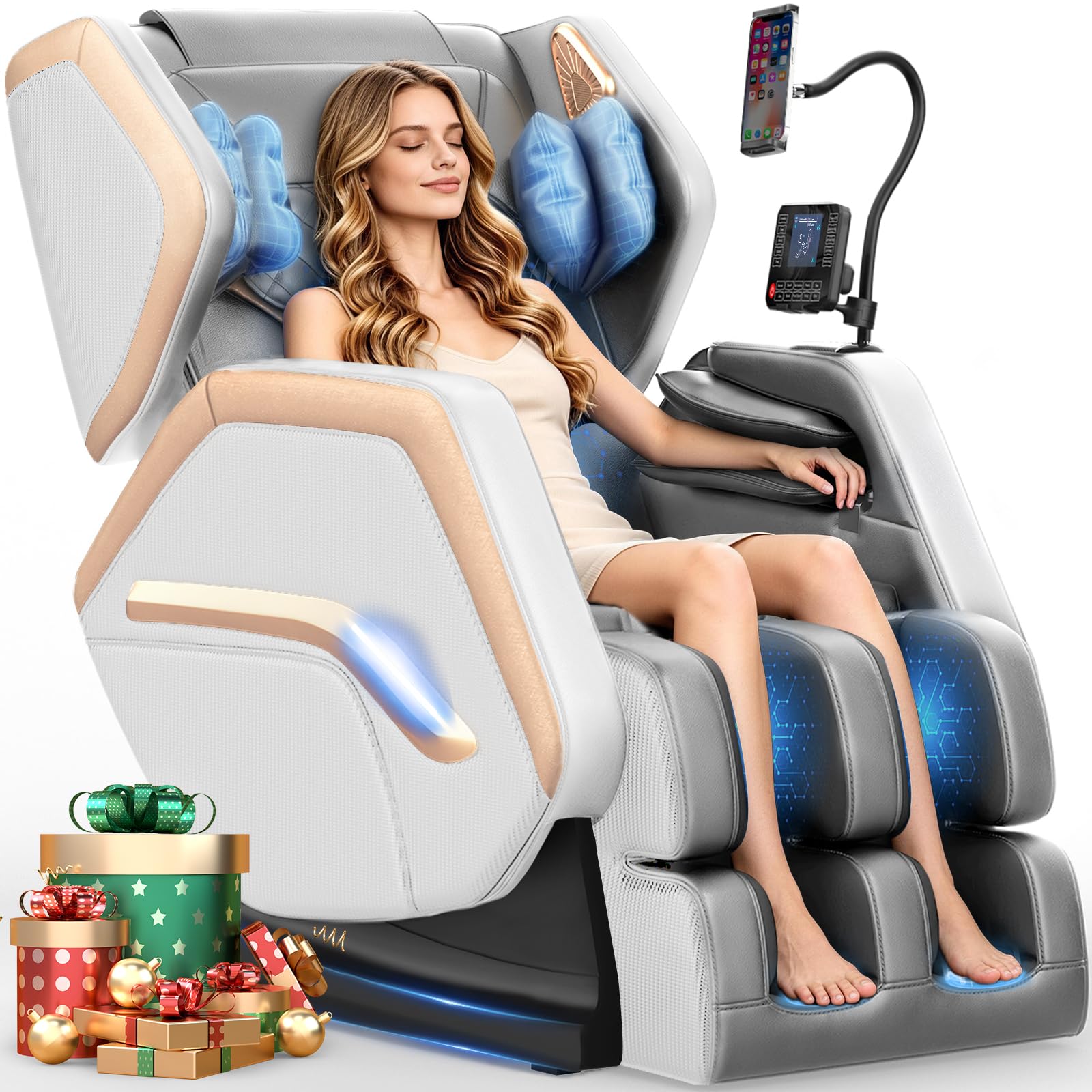 Massage Chair Full Body, Zero Gravity Massage Chair 2026 for Back Fatigue with 10 Fixed Rollers, Heating, Airbags, Phone Controller, Nightlights, Bluetooth Speaker for Living Room, Bedroom