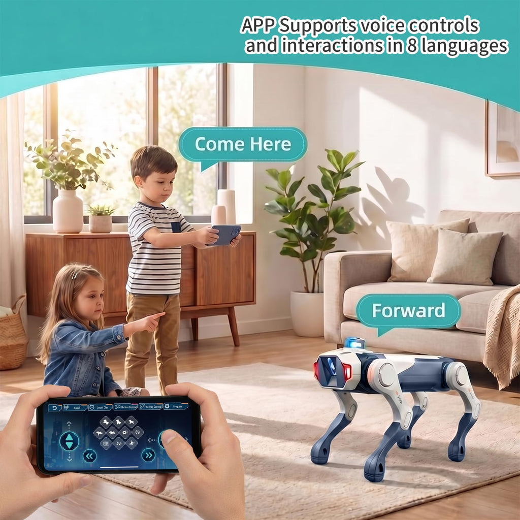 Smart Robot Dog for Kids, Interactive RC Robot Dog Toy with Voice Control, APP Programming, 30+ Actions, STEM Coding Pet, Remote Control Robot Puppy, Rechargeable Gift for Boys Girls Age 6-12