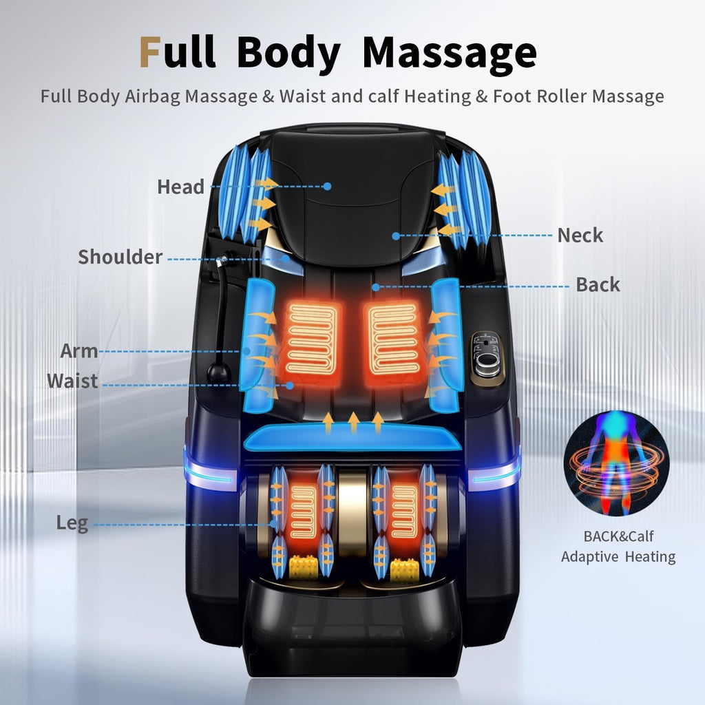 Full Body Zero Gravity Massage Chair, 51'' SL Track with 3 Levels Zero Gravity & Body Scan, 20 Auto Massage Programs, 3D Shiatsu Deep Tissue Massage, Foot Rollers, Airbag, Heating, Yoga Stretch
