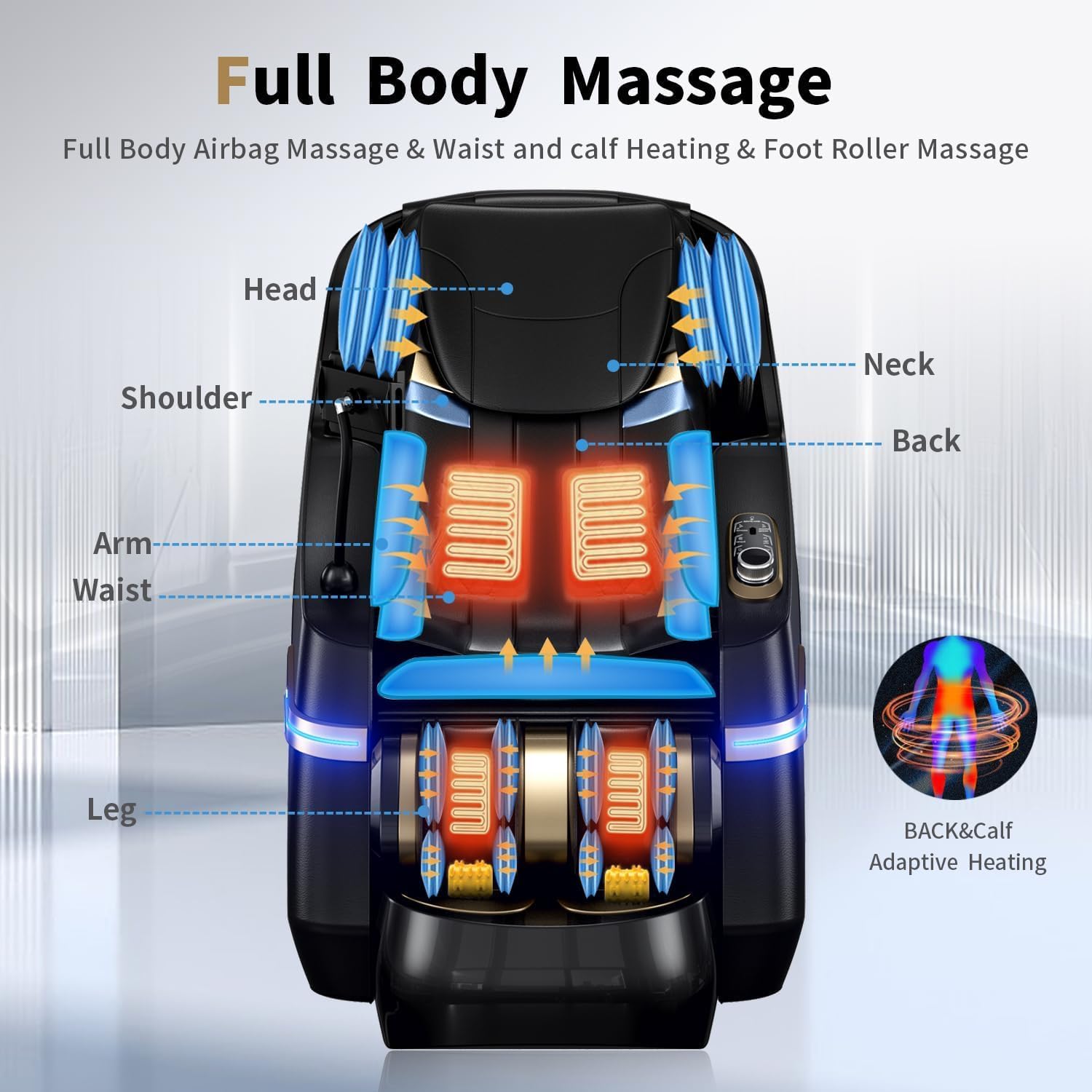 Full Body Zero Gravity Massage Chair, 51'' SL Track with 3 Levels Zero Gravity & Body Scan, 20 Auto Massage Programs, 3D Shiatsu Deep Tissue Massage, Foot Rollers, Airbag, Heating, Yoga Stretch
