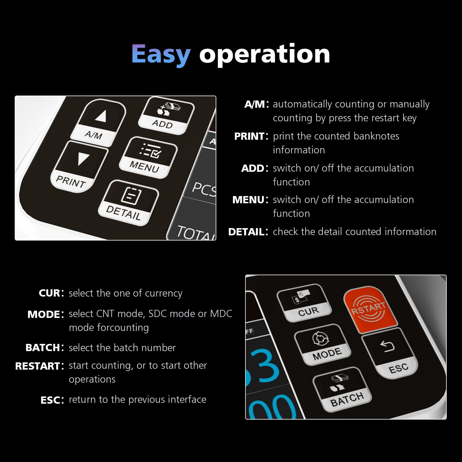 Aneken N60 Money Counter Machine Mixed Denominations, Cash Counter with 3.5” HD Dual TFT Display, UV/MG/IR/DD Counterfeit Detection, Printer-Ready Bill Counting Machine for Business, Upgraded Version