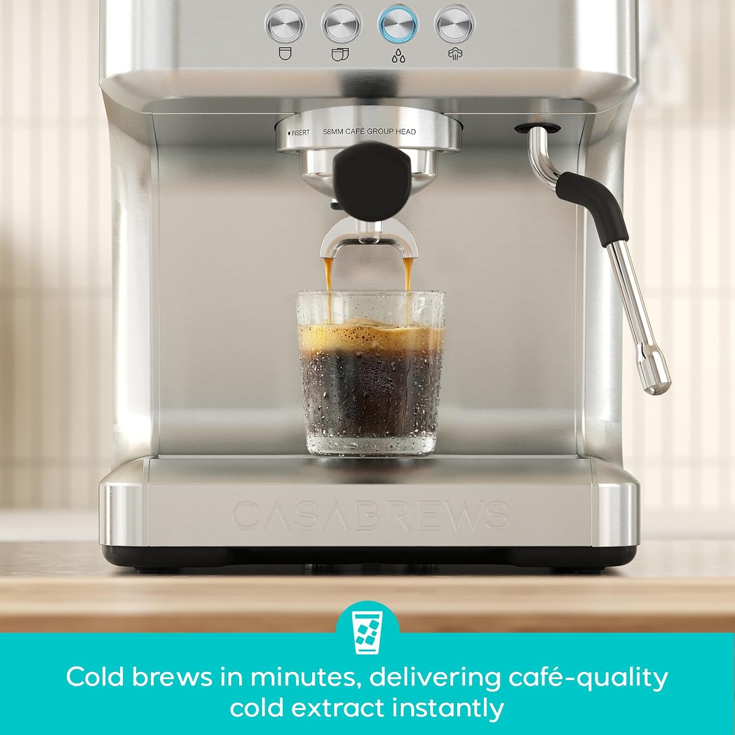 CASABREWS Ultra Pro Espresso Machine with Fast Heating, 20 Bar Espresso Maker with 3 holes steam wand, Customizable Brewing Temperature, Stainless Steel Cappuccino & Latte Coffee Machine for Home